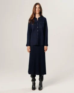 Chemise Cassis poches poitrine bleu nuit