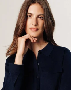 Chemise Cassis poches poitrine bleu nuit