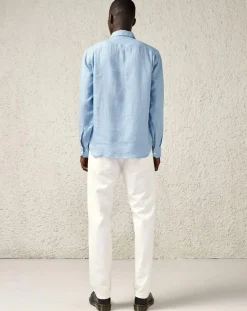 Chemise casual 100% Lin Forest bleu clair