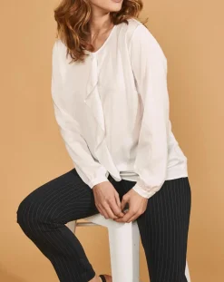 Chemise Ciano à volant beige neige