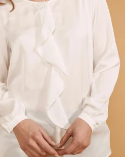 Chemise Ciano à volant beige neige