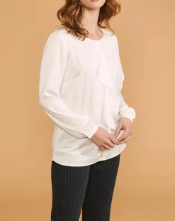 Chemise Ciano à volant beige neige