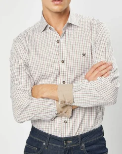 Chemise Classic Fit à carreaux beige/vert/rouge