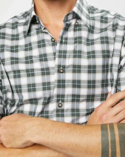 Chemise Classic Fit à carreaux blanc/vert