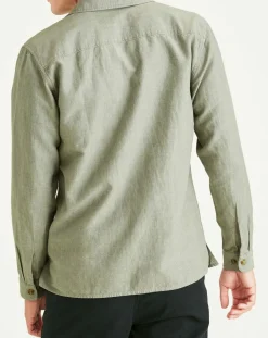 Chemise classique LS Camp kaki clair/gris