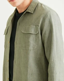 Chemise classique LS Camp kaki clair/gris