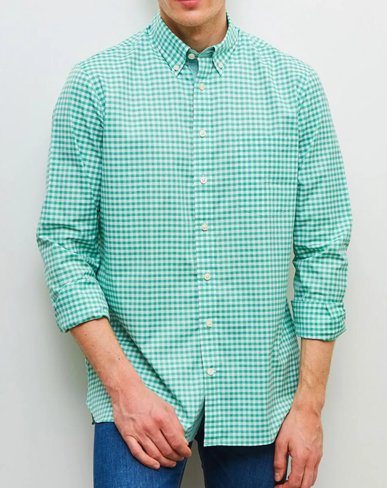 Chemise classique vert/blanc