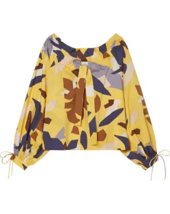 Chemise Col Lavalière jaune/multicolore