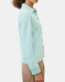 Chemise col polo bleu clair