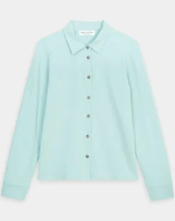 Chemise col polo bleu clair