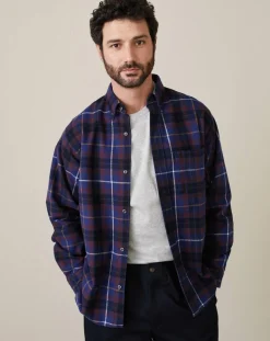 Chemise confort Farel à carreaux bleu marine