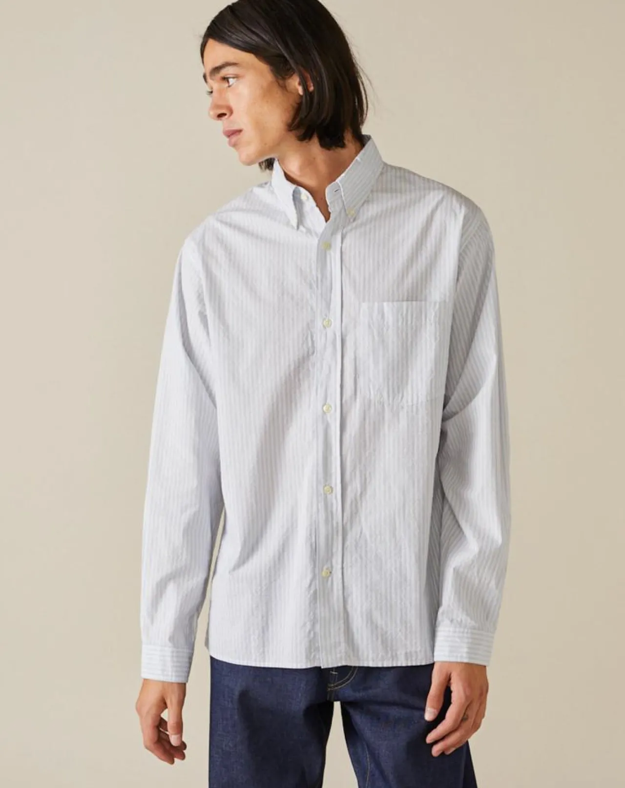 Chemise confort Farel rayée bleu ciel/blanc