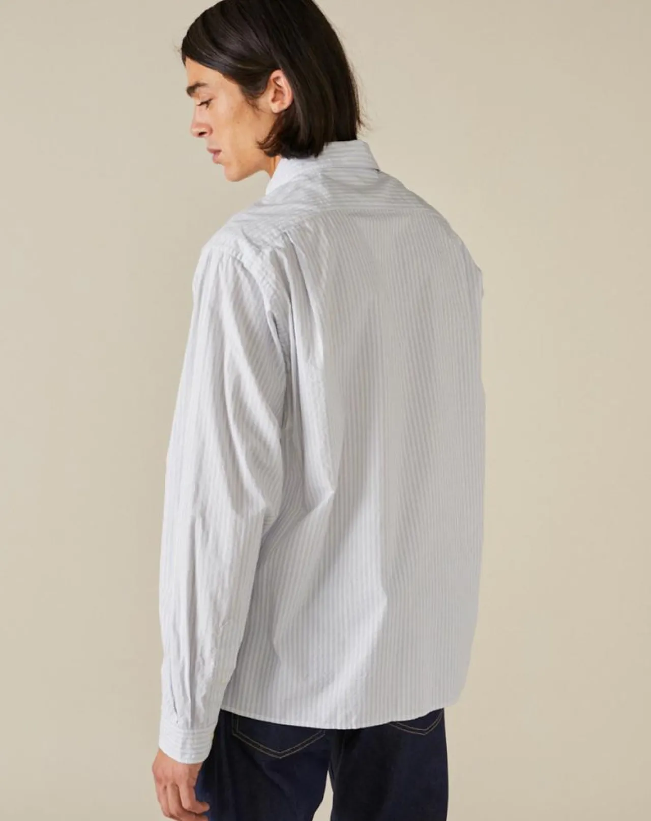 Chemise confort Farel rayée bleu ciel/blanc