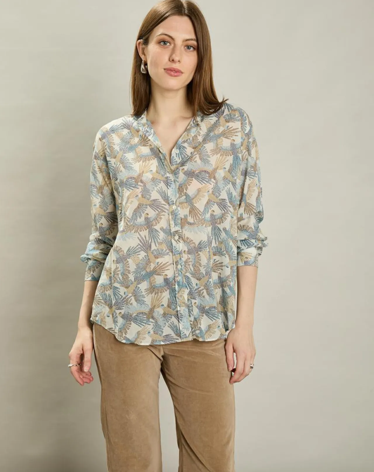 Chemise Cristal blanc brut/bleu