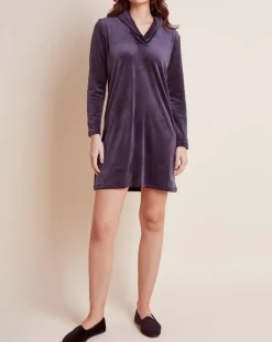 Chemise de nuit en Velours Paola marine