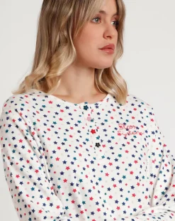 Chemise de nuit patte de boutonnage Star E multicolore