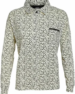 Chemise de pyjama Flower imprimée beige/noir