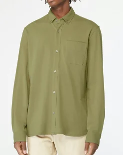 Chemise droite en Coton bio Nipique kaki moyen