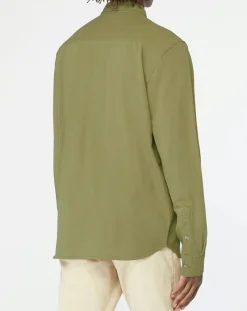 Chemise droite en Coton bio Nipique kaki moyen