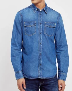 Chemise droite en jean Archive bleue