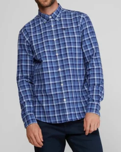 Chemise droite Flannelle carreaux bleu/blanc