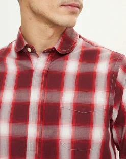 Chemise droite Geev à carreaux rouge