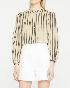 Chemise droite Laurie à rayures beige/noir