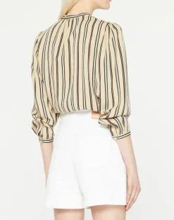 Chemise droite Laurie à rayures beige/noir