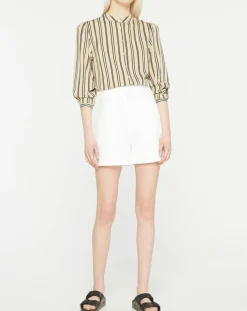 Chemise droite Laurie à rayures beige/noir