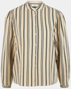 Chemise droite Laurie à rayures beige/noir