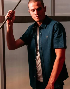 Chemise droite Vallon marine