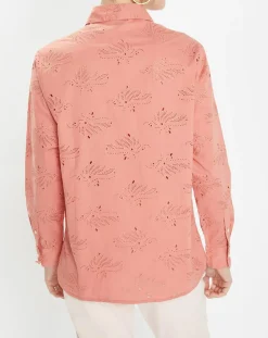 Chemise Ebrizia brodée ajourée bois de rose