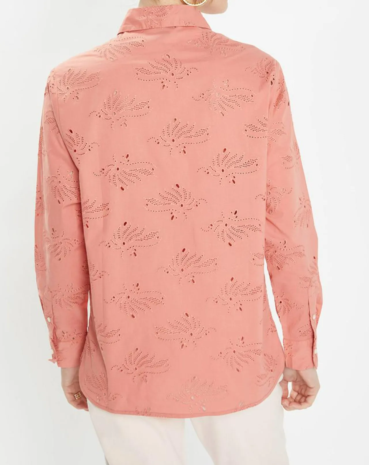 Chemise Ebrizia brodée ajourée bois de rose