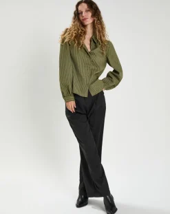 Chemise en Coton & Lin Ava kaki