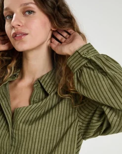 Chemise en Coton & Lin Ava kaki