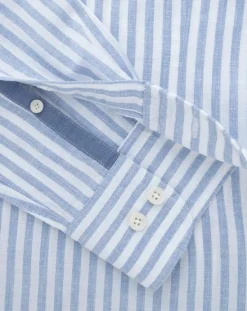 Chemise en Coton & Lin Slim Fit à rayures bleu/blanc
