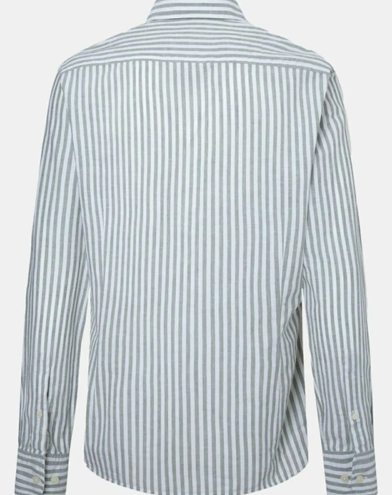 Chemise en Coton & Lin Slim Fit à rayures kaki/blanc