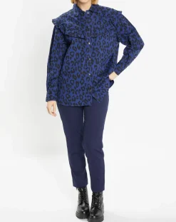 Chemise en Coton bio Candy imprimé léopard bleu/noir