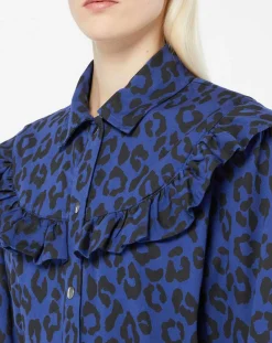 Chemise en Coton bio Candy imprimé léopard bleu/noir