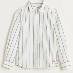 Chemise en Coton Ganix rayée blanc/bleu