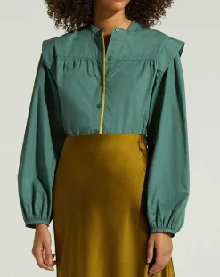 Chemise en Coton Piping emmanchures relief vert