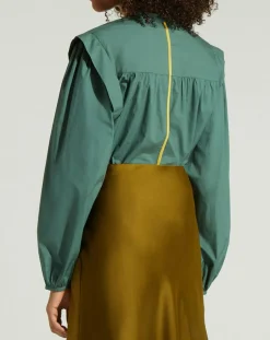 Chemise en Coton Piping emmanchures relief vert