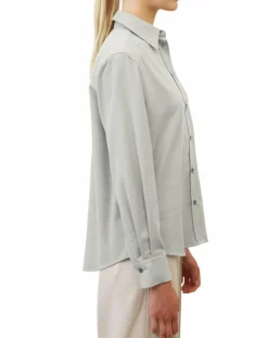 Chemise en Flanelle manches ballons gris clair