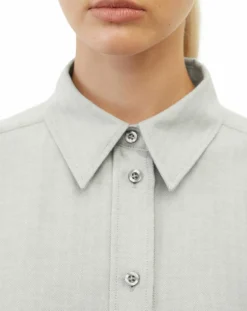 Chemise en Flanelle manches ballons gris clair