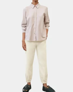 Chemise en Flanelle manches ballons violet clair