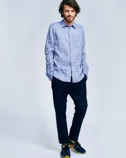 Chemise en Lin mélangé Glenh bleue