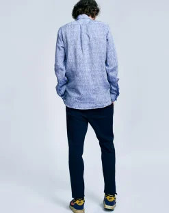 Chemise en Lin mélangé Glenh bleue