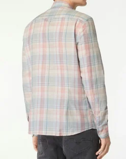 Chemise en Lin mélangé Slim Fit à carreaux multicolore