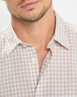 Chemise en Popeline 100% Coton Bio Regular Fit vichy blanc/beige