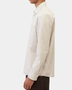 Chemise en Popeline 100% Coton Bio Regular Fit vichy blanc/beige